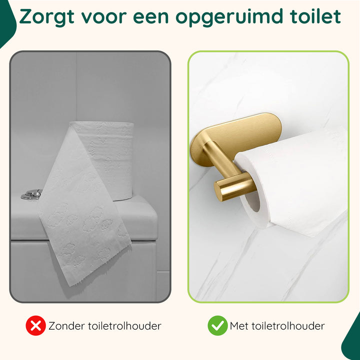 XIVADA Toiletrolhouder Nino - Rvs - Zelfklevend - Goud (9)
