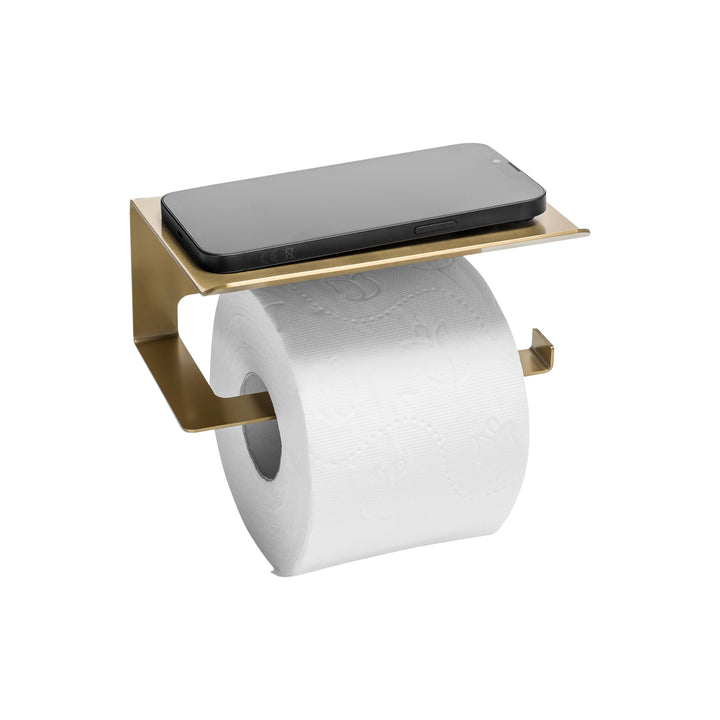 XIVADA WC Rolhouder Zeus - Met plankje - Inclusief schroefset - Goud (2)