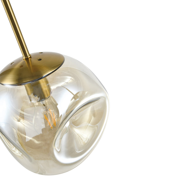 QUVIO Hanglamp eettafel - 3 lichtspunten - Glazen bollen - Langwerpig - Metaal - Glas (2)
