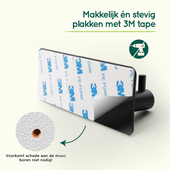 XIVADA Handdoekhaken Duo - Rvs - Plakstrip - Zwart - 2 in 1 (4)