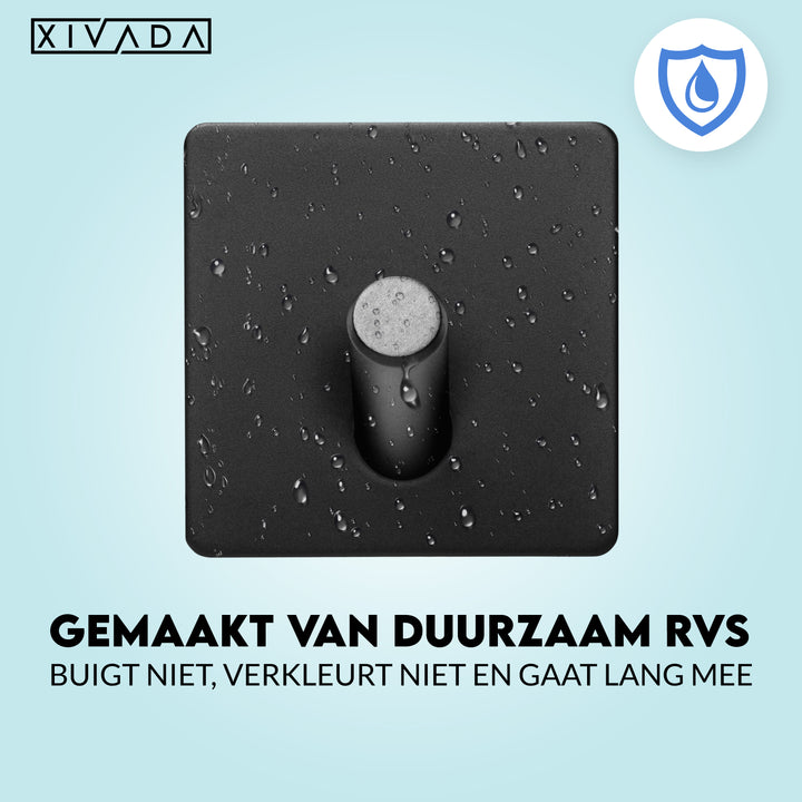 XIVADA Handdoekhaak Paza - Rvs - 3M Tape - Zwart - Set van 2 (4)