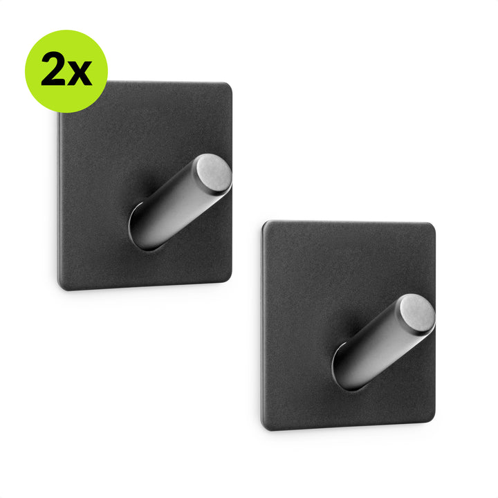 XIVADA Handdoekhaak Paza - Rvs - 3M Tape - Zwart - Set van 2 (1)
