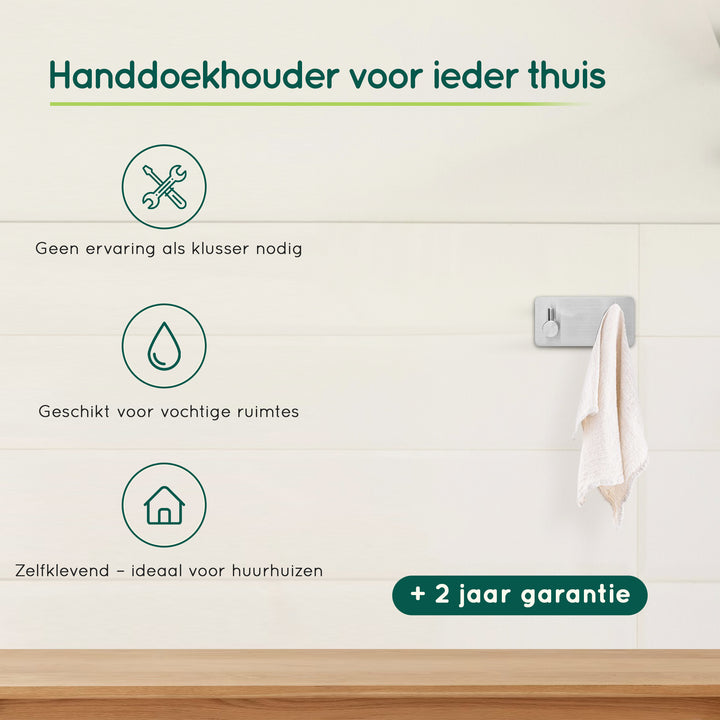 XIVADA Handdoekhaken Duo - Rvs - Plakstrip - Zilver - 2 in 1 (3)