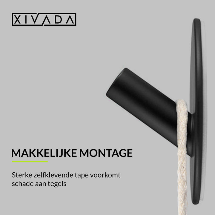 XIVADA Handdoekhaakjes Xavi - Zelfklevend - Rvs - Zwart - Set van 2 (4)