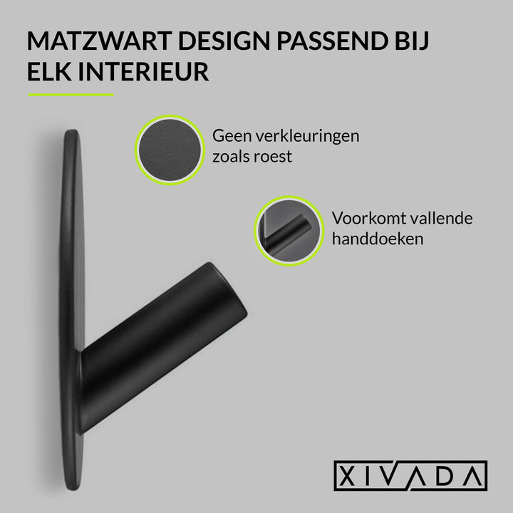 XIVADA Handdoekhaakjes Xavi - Zelfklevend - Rvs - Zwart - Set van 2 (6)