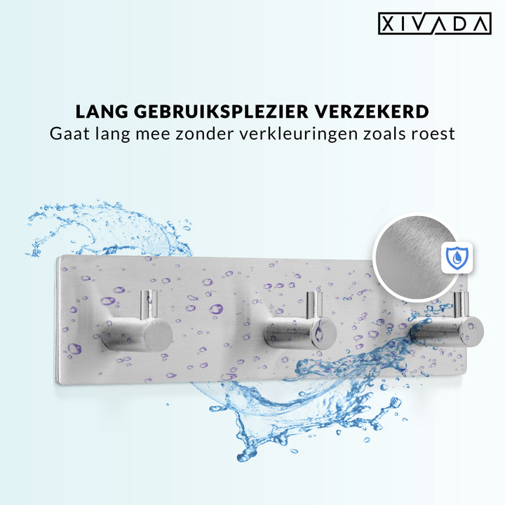 XIVADA Handdoekhaakjes Tres - Zelfklevend - Zilver - 3 in 1 (3)