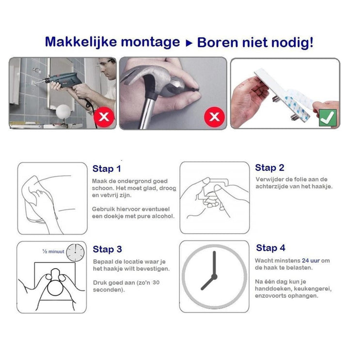 XIVADA Handdoekhaakjes Paza - Zelfklevend - Rvs - Zilver - Set van 2 (4)