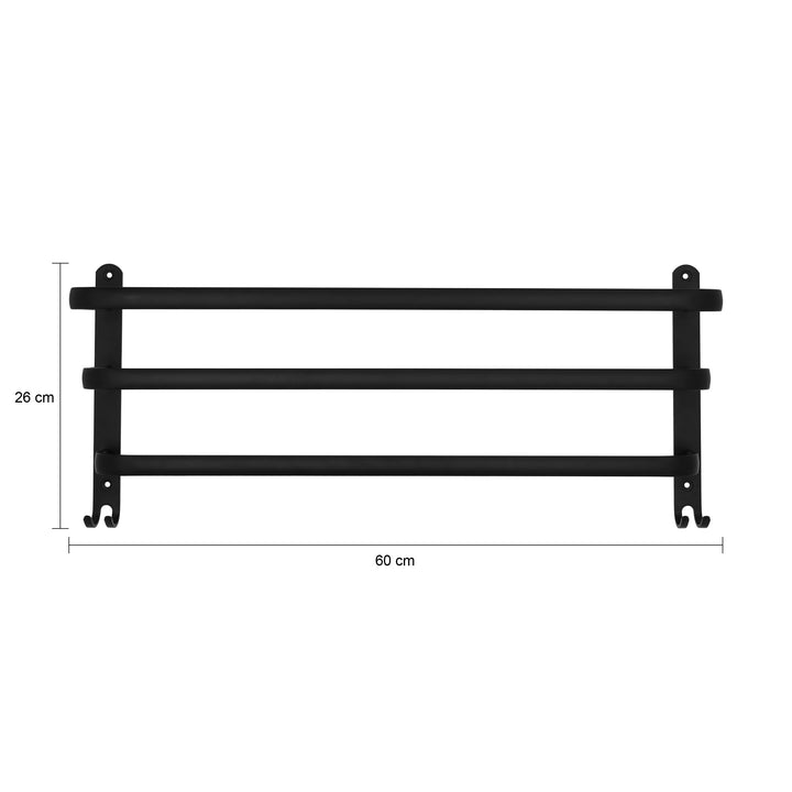 QUVIO Handdoekenrek wand met 3 stangen - 60 cm - RVS - Zwart (1)