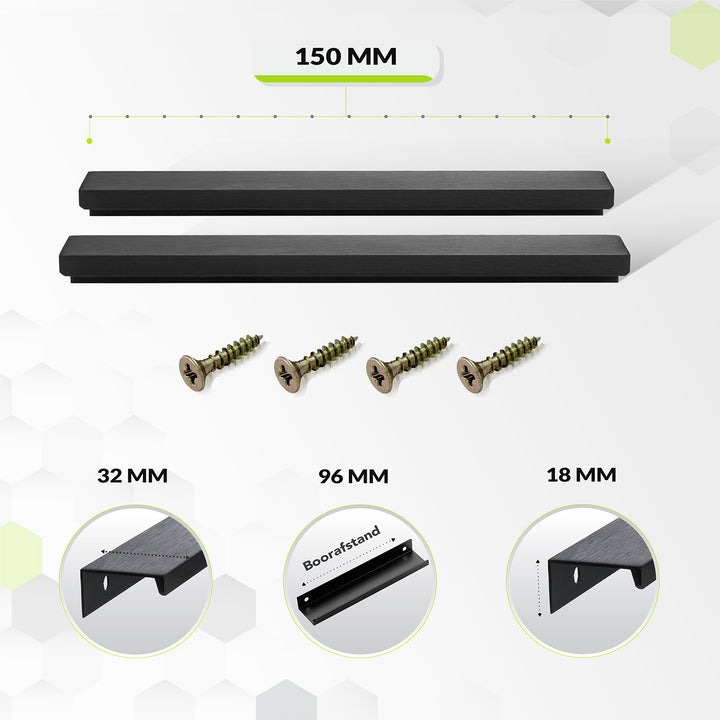 XIVADA Handgreep zwart - 128 mm boorafstand - Meubelgreep - Set van 2 (6)