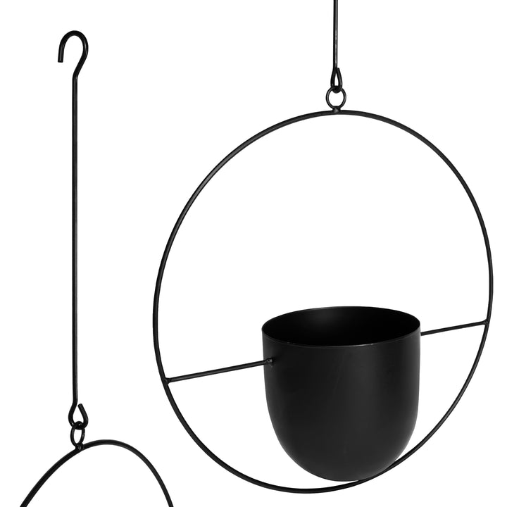 QUVIO Hangende bloempot metaal - Zwart (3)