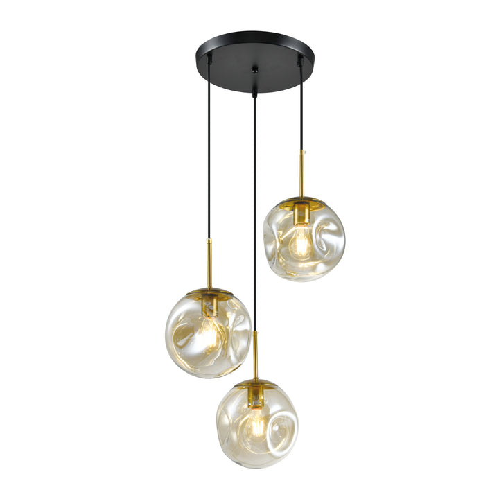 QUVIO Hanglamp eettafel - 3 lichtspunten - Glazen bollen - Rond - Metaal - Glas (1)