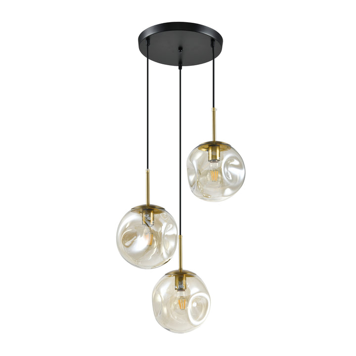 QUVIO Hanglamp eettafel - 3 lichtspunten - Glazen bollen - Rond - Metaal - Glas