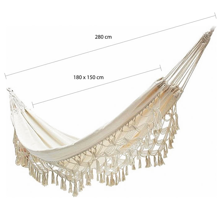 QUVIO Hangmat katoen 280x150 cm - Wit (1)