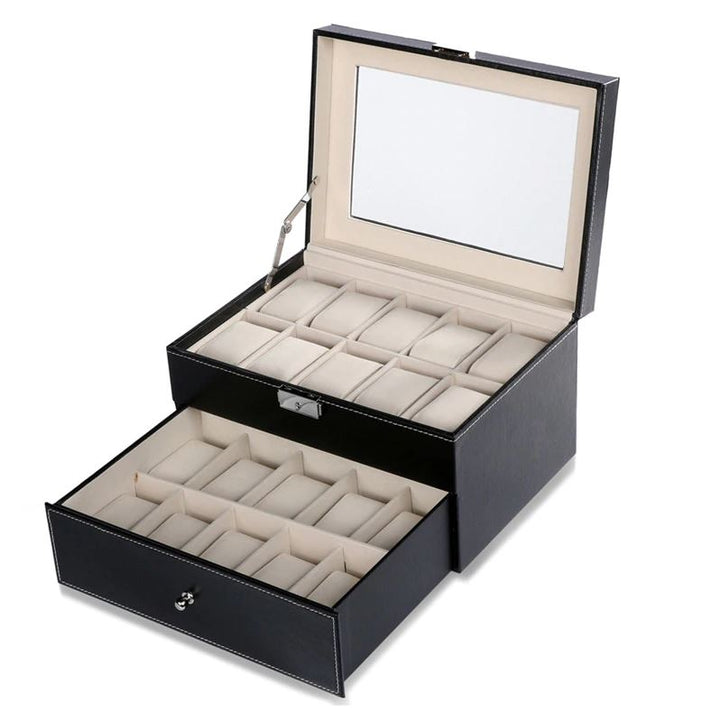 Aretica Horlogebox luxe met 20 horloge compartimenten zwart (2)