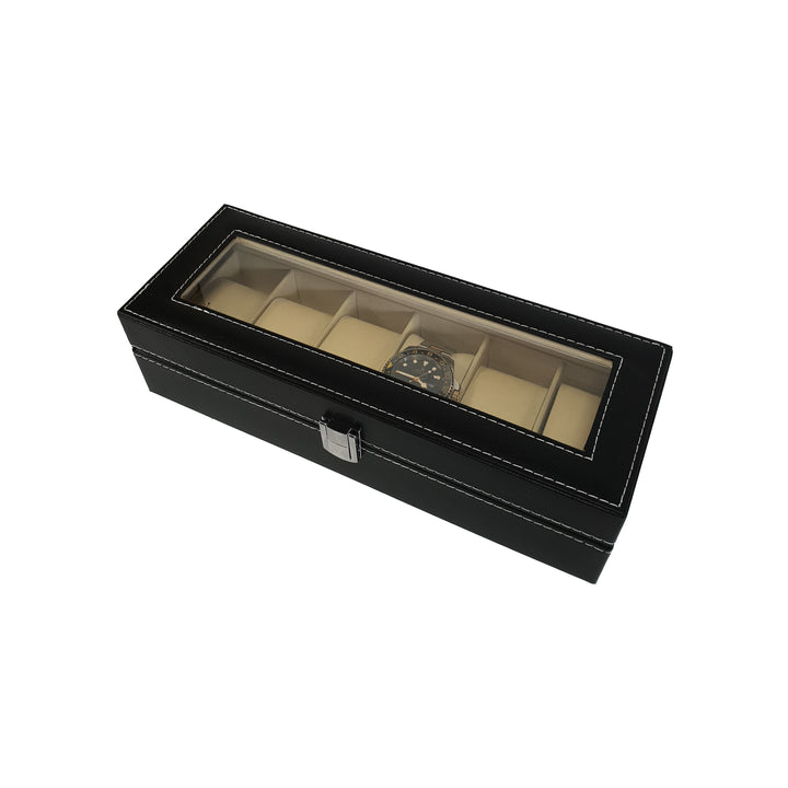 Aretica Horlogebox Luxe met 6 horloge compartimenten zwart (1)