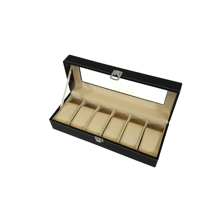 Aretica Horlogebox Luxe met 6 horloge compartimenten zwart (3)