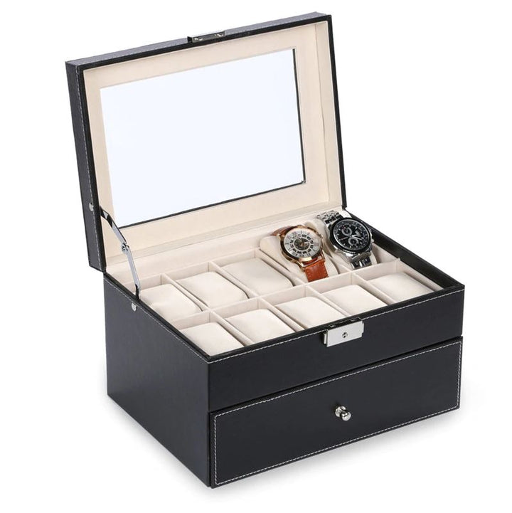 Aretica Horlogebox luxe met 20 horloge compartimenten zwart (1)