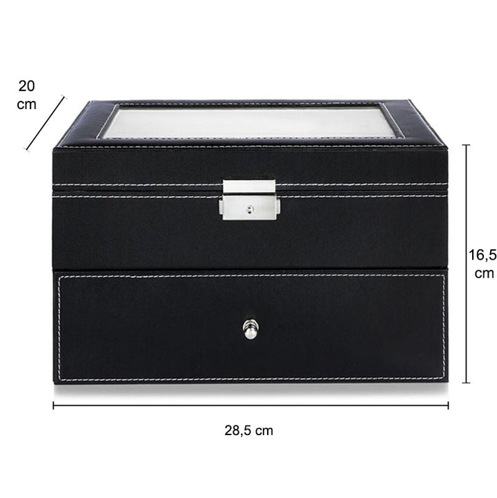 Aretica Horlogebox luxe met 20 horloge compartimenten zwart (5)