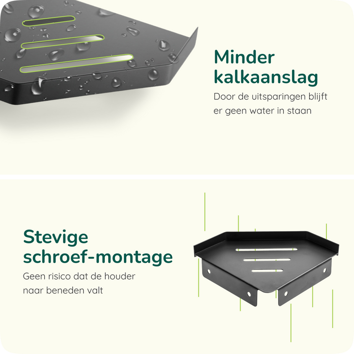 XIVADA Doucherek Huca - Hoekrek - Boren - Rvs - Zwart - Set van 2 (4)