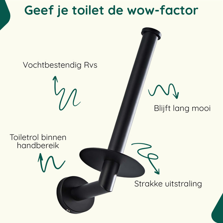 XIVADA Reserverolhouder Banci - Boren - Voor 2 wc rollen - Zwart (5)