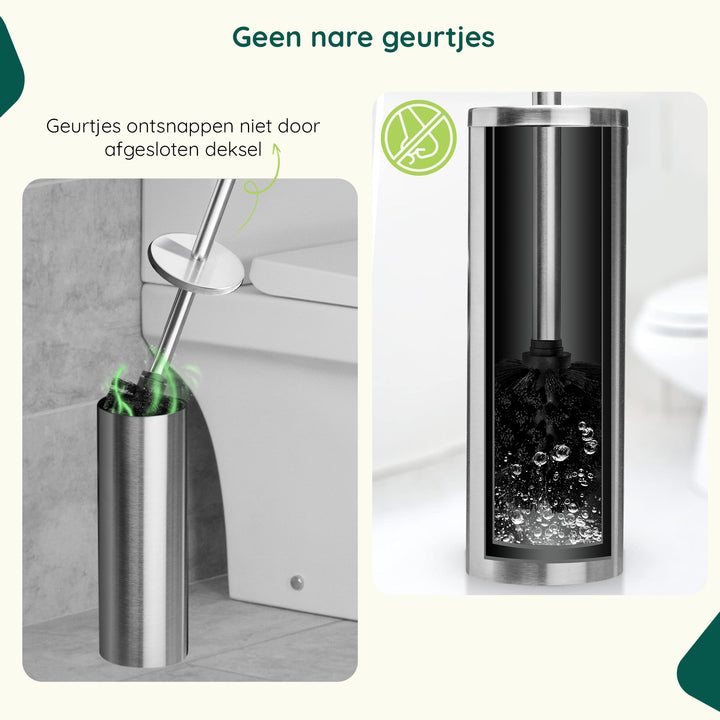 XIVADA Toiletborstelhouder Jara - Vrijstaand - Rvs - Zilver (3)