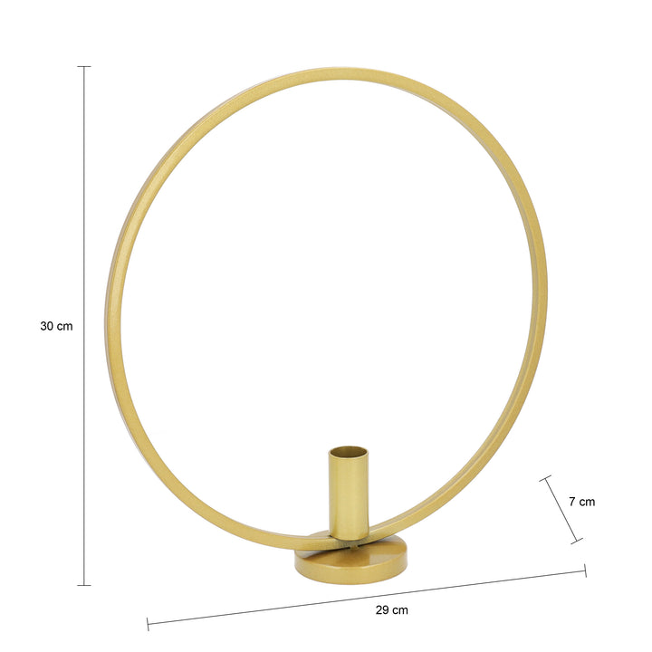 QUVIO Kandelaar - Rond - 29 cm - Metaal - Goud (2)