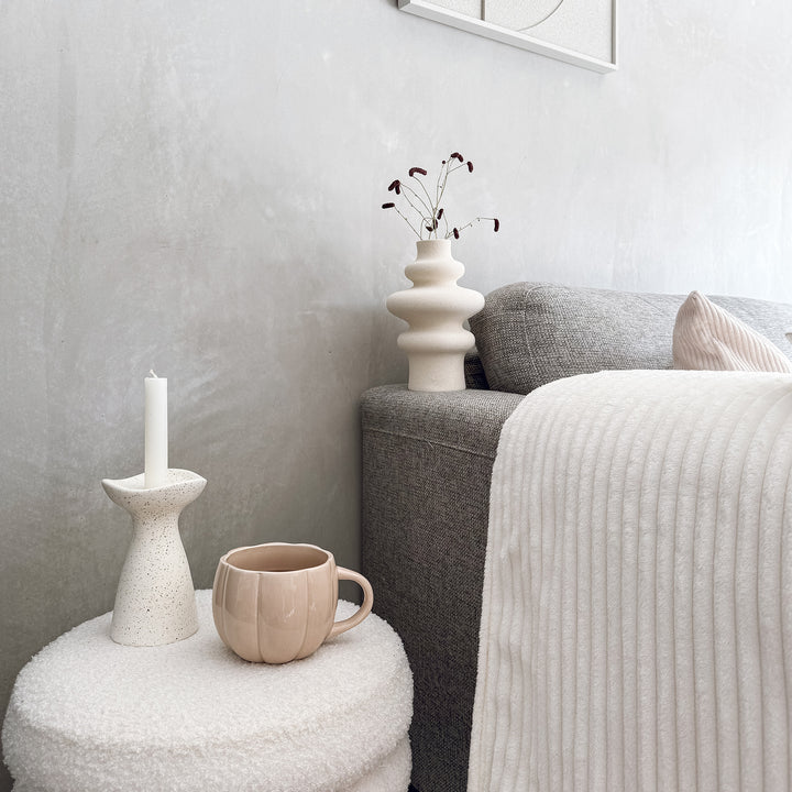 QUVIO Zandloper Kandelaar - Keramiek - Gebroken wit met spikkels (8)