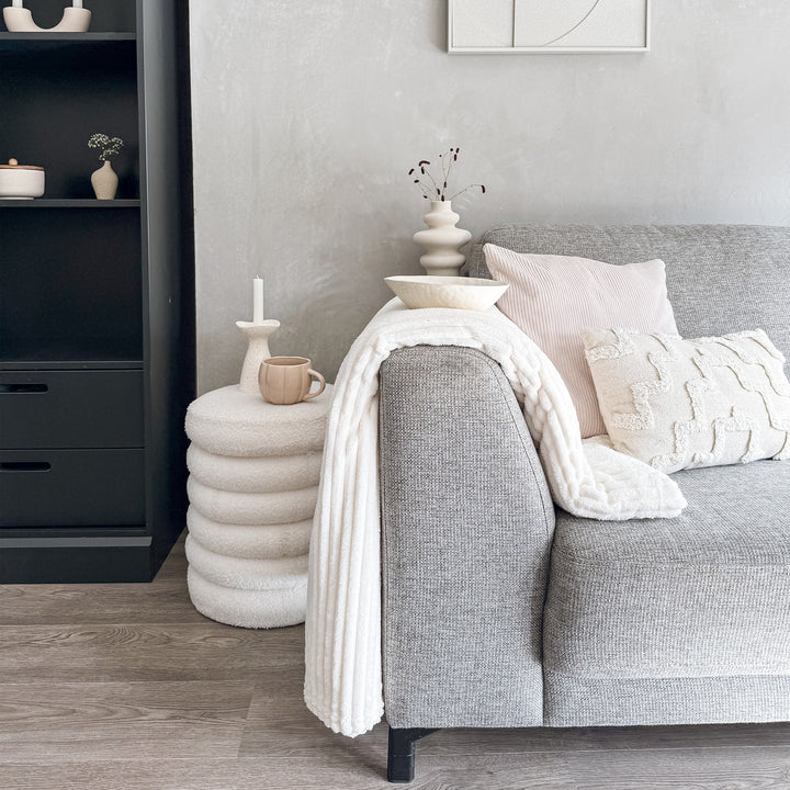 QUVIO Zandloper Kandelaar - Keramiek - Gebroken wit met spikkels (9)