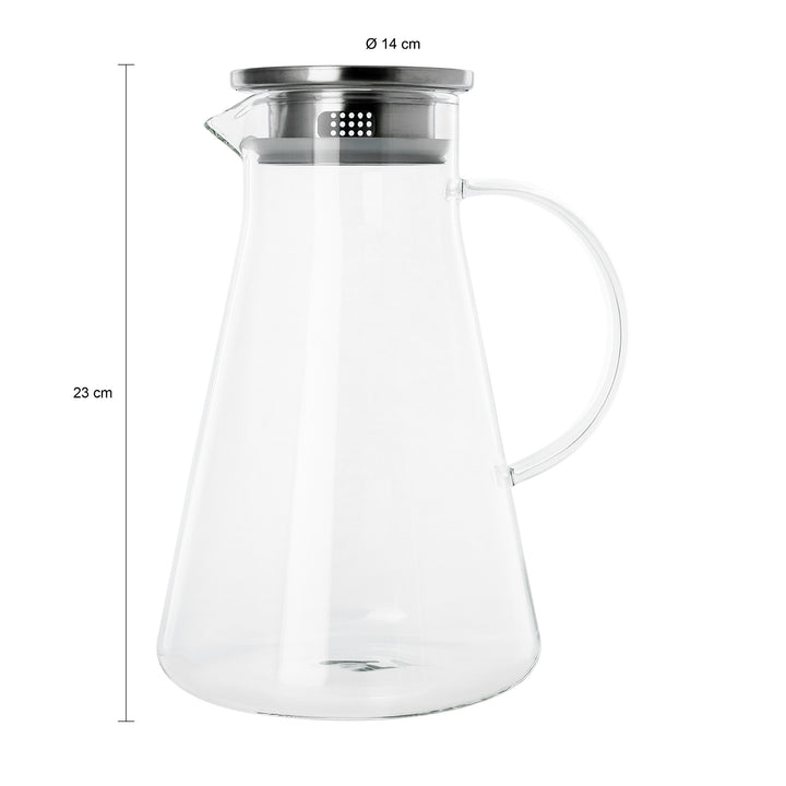 Krumble Karaf met filter, handvat en aluminium deksel - 1,8 L - Glas (2)
