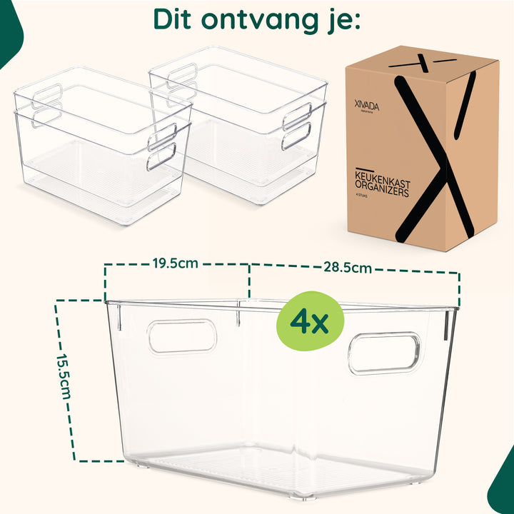 XIVADA Keukenkast Organizer Kato - XL - PET - Transparant - Set van 4 (8)