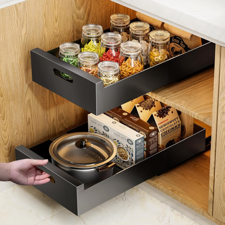 XIVADA Keukenkast organizer - Schuiflade  - Aluminium - 25 cm - Zwart (6)