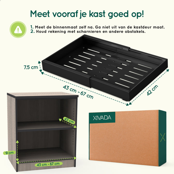 XIVADA Keukenorganizer - Schuiflade  - Aluminium - Verstelbaar - Zwart (4)