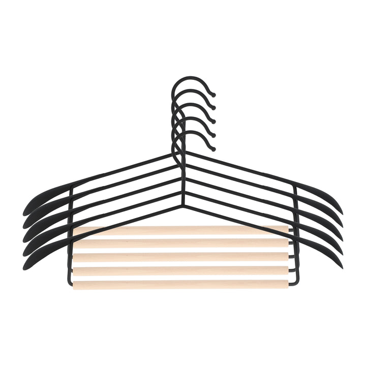 QUVIO Kledinghanger - set van 5 - Zwart en hout (3)