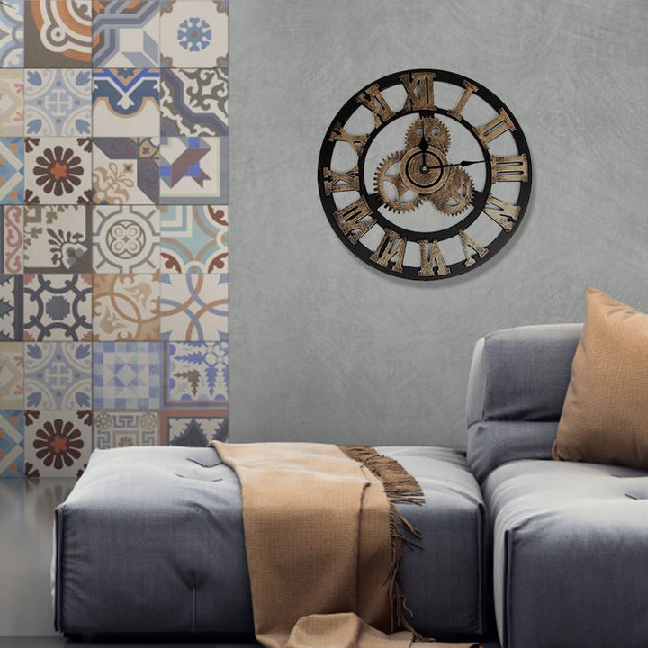 QUVIO Industriële wandklok brons (2)