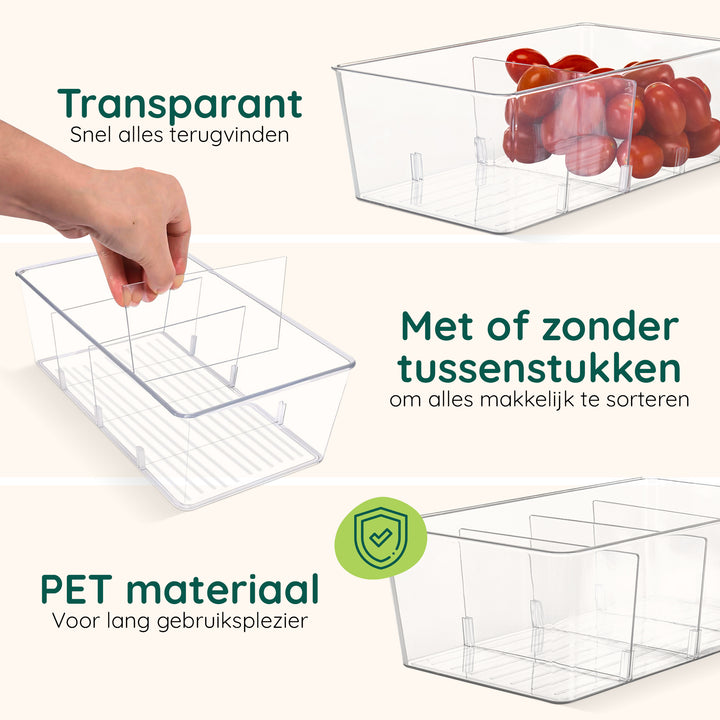 XIVADA Koelkast Organizer Caro - Met dividers - PET - Set van 4 (2)