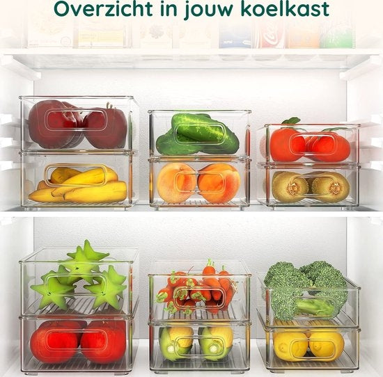XIVADA Koelkast Organizer Tico - Stapelbaar - 3 maten - Pet - 6 stuks (3)