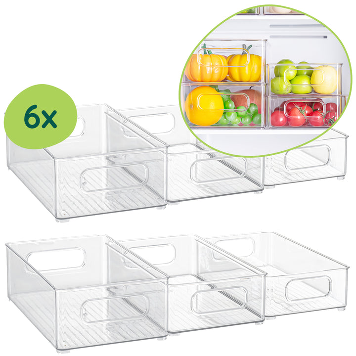 XIVADA Koelkast Organizer Tico - Stapelbaar - 3 maten - Pet - 6 stuks (1)