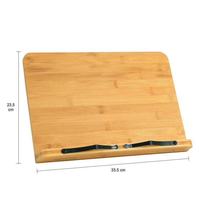 QUVIO Kookboekstandaard / Boekenstandaard / Tabletstandaard - 33,5 x 23,5 cm - Bamboe (1)