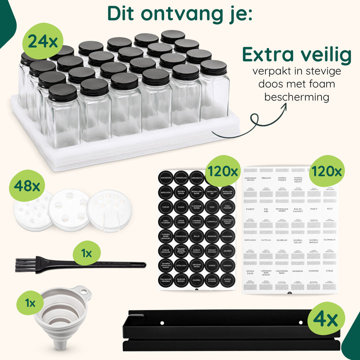 XIVADA Kruidenrek ophangbaar met 24 kruidenpotjes - 240 kruidenlabels (3)