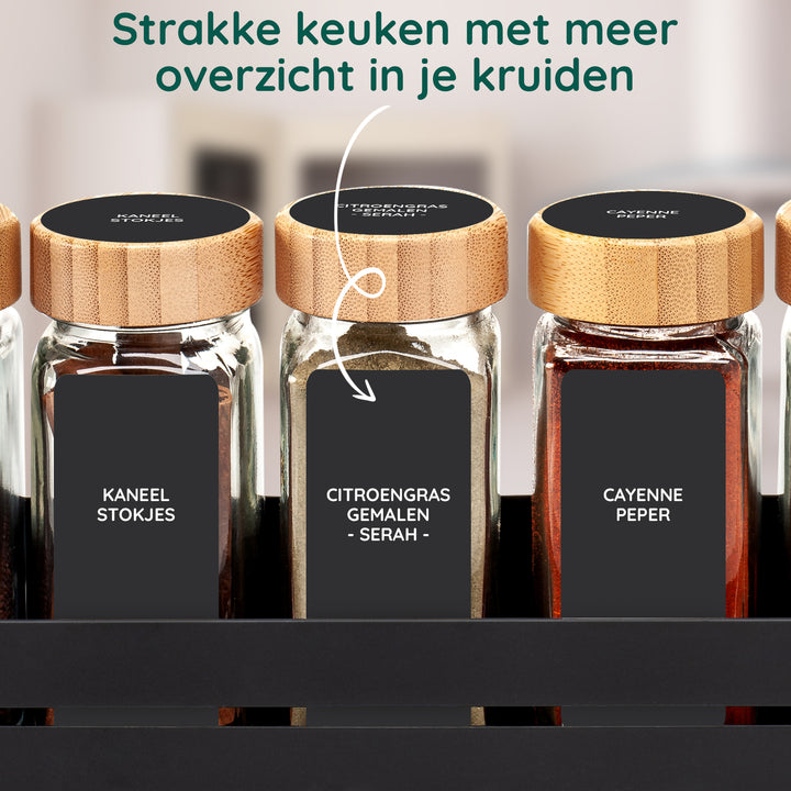 XIVADA Stickers kruidenpotjes - Kruiden labels - Nederlands - Zwart (2)
