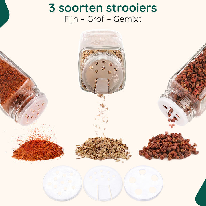 XIVADA Glazen kruidenpotjes vierkant - Stickers - Zwart - 24 stuks (4)