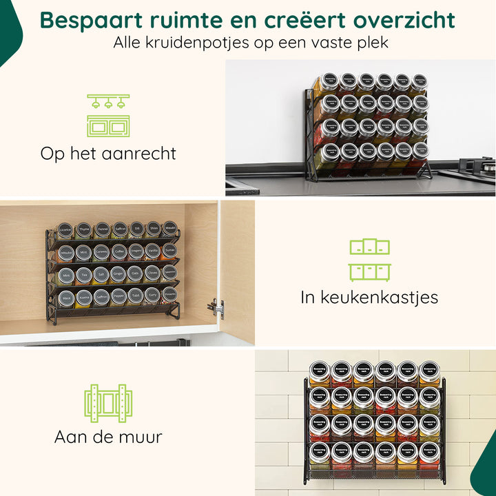XIVADA Staand kruidenrek met 24 kruidenpotjes - 240 kruidenlabels (2)