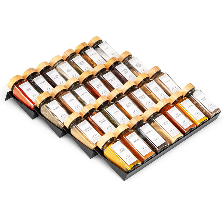 XIVADA Kruidenrek Lena - Lade - 30 kruidenpotjes - Aluminium - Zwart (1)