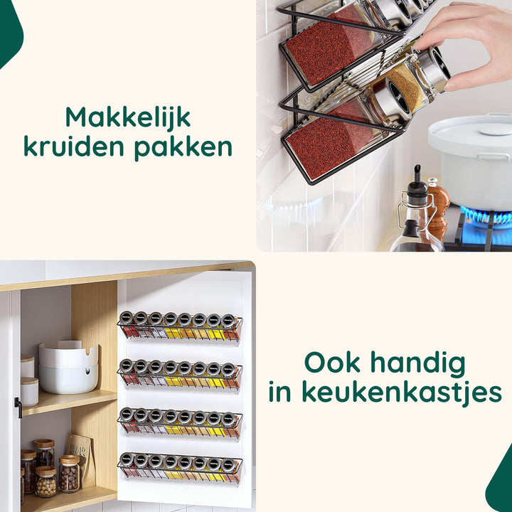 XIVADA Kruidenrek ophangbaar - Muur - Metaal - Zwart - Set van 4 (2)