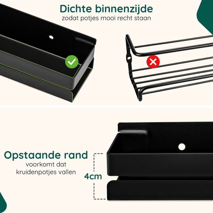 XIVADA Kruidenrek Toma - Ophangbaar - Voor 24 potjes - Zwart - 4 Laags (3)