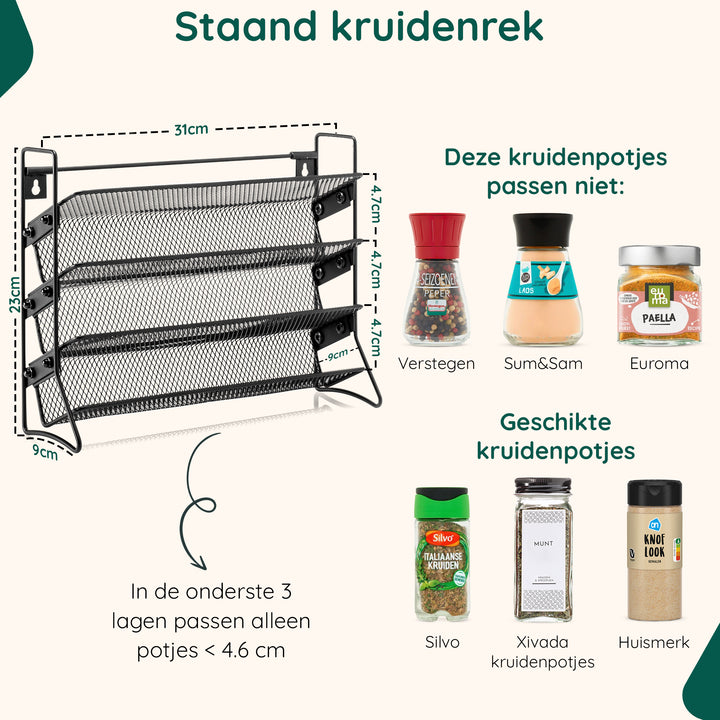 XIVADA Kruidenrekje Paco - Voor 24 potjes - Metaal - 4 Laags - Zwart (6)