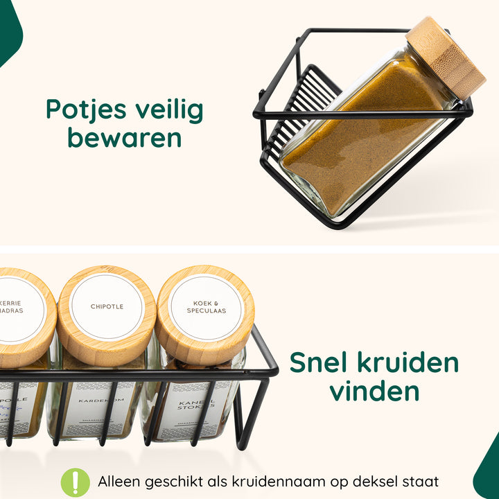 XIVADA Kruidenrek ophangbaar - Muur - Metaal - Zwart - Set van 4 (4)