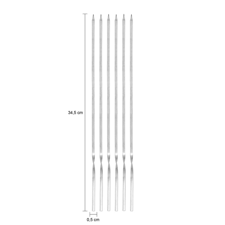 Krumble Barbecue spiezen - 6 delig - RVS - Zilver (1)