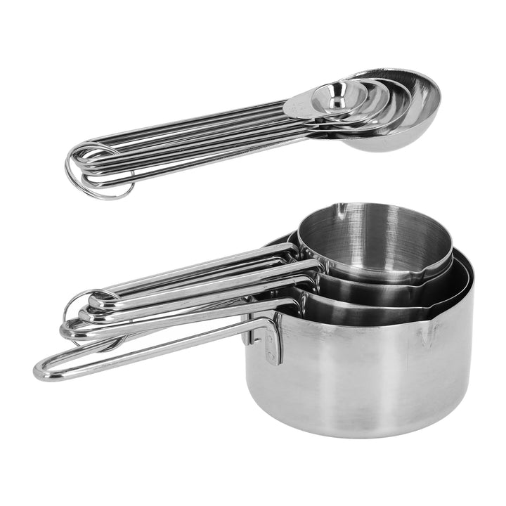 Krumble Maatcups en lepels - Set van 8 - RVS - Zilver (1)