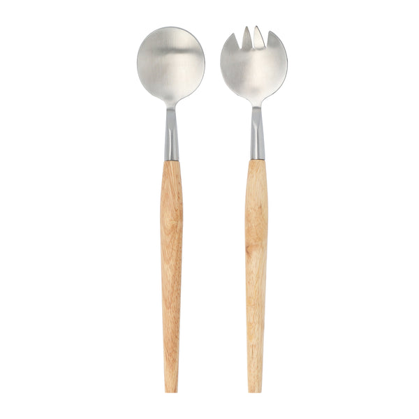 Krumble Saladebestek - 29 cm - Hout + RVS - Bruin + Zilver